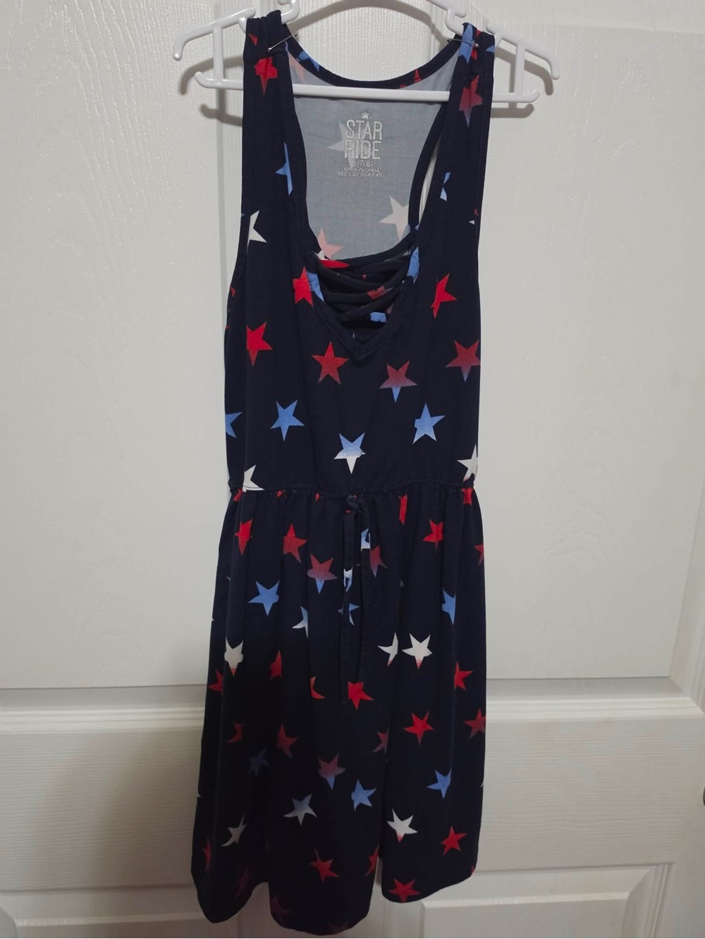 🇺🇸Star Ride Girls' Navy Star Print Casual Dress - Red, White & Blue🇺🇸